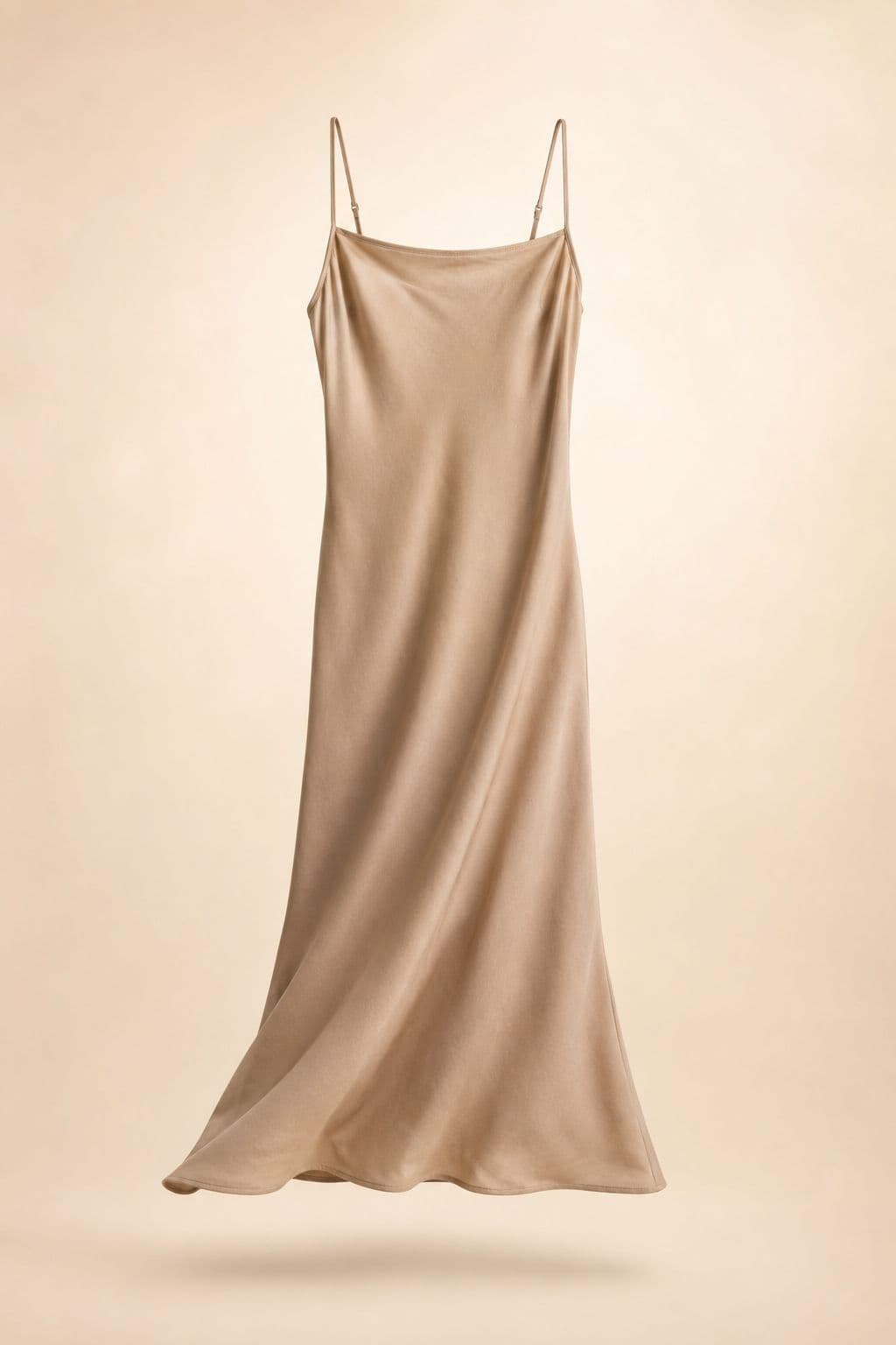 Slip Dress Bias-Cut — Cut on the true bias in a heavier viscose, unlined but opaque, with adjustable straps.